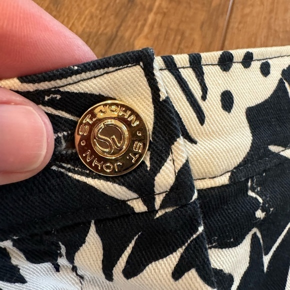 Vintage St. John Sport Marie Gray Black/Cream Floral Pattern Pant/ 6 - Picture 3 of 15